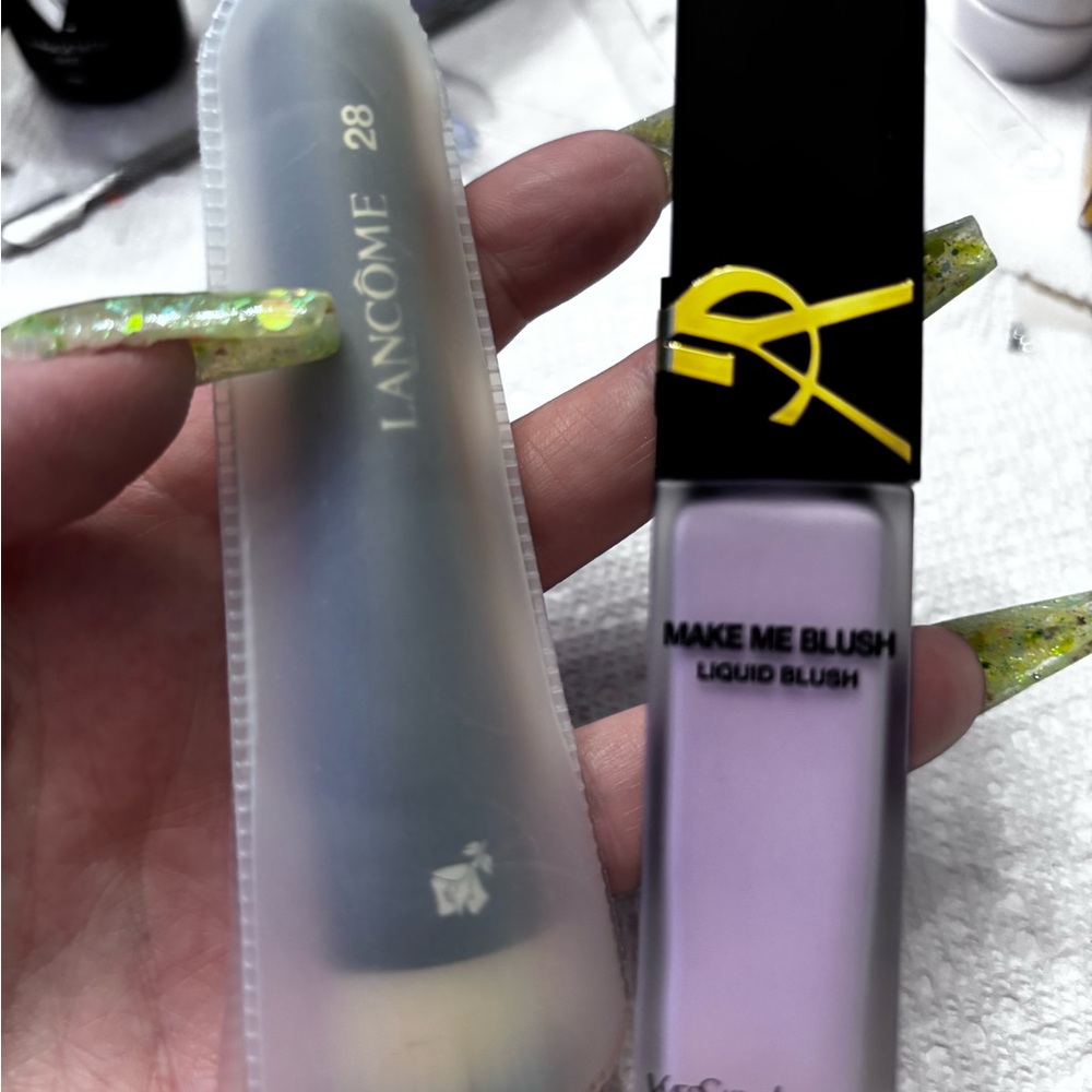 🥰Make me blush from Y Saint Laurent -Liquid Blush Soft lilac & Lancôme kabuki ❤️